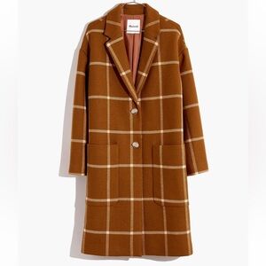 Madewell Windowpane Elmcourt Coat in Insuluxe Fabric, size Large